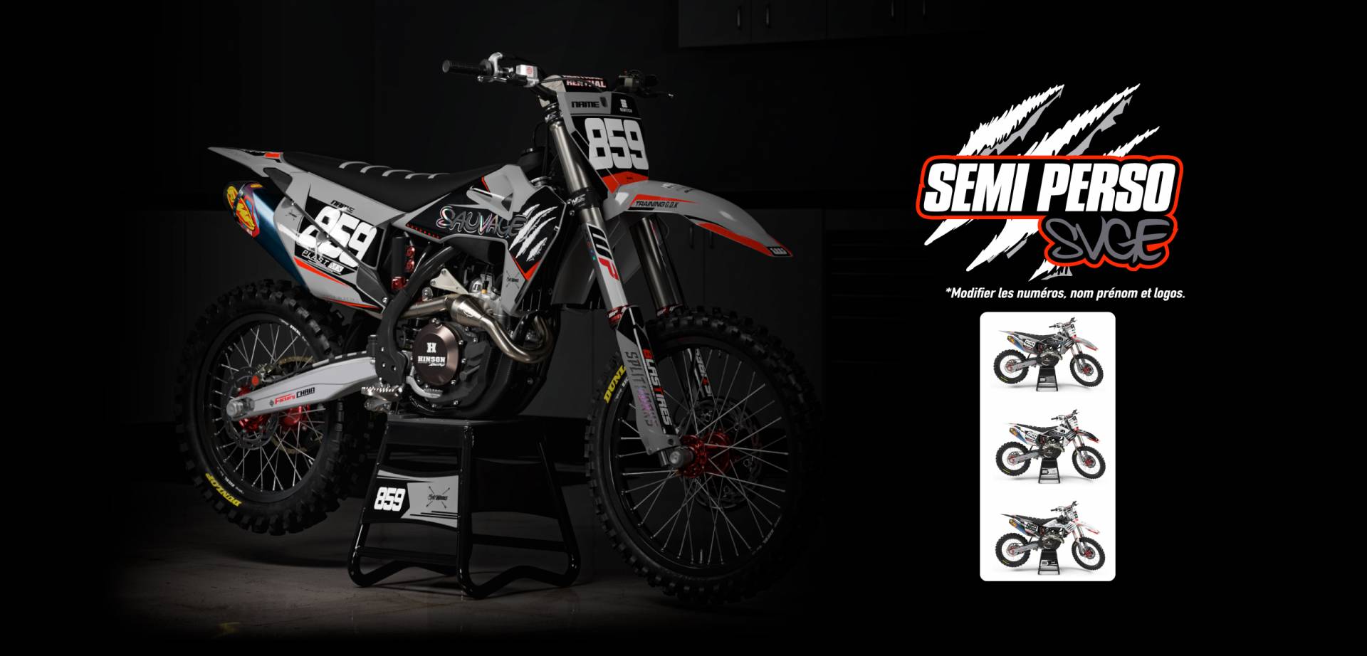 Kit déco motocross semi et 100% personnalisé 4 kit deco 100 personnalise husqvarna splitworks split works motocross tc fc 701 501 savage 2