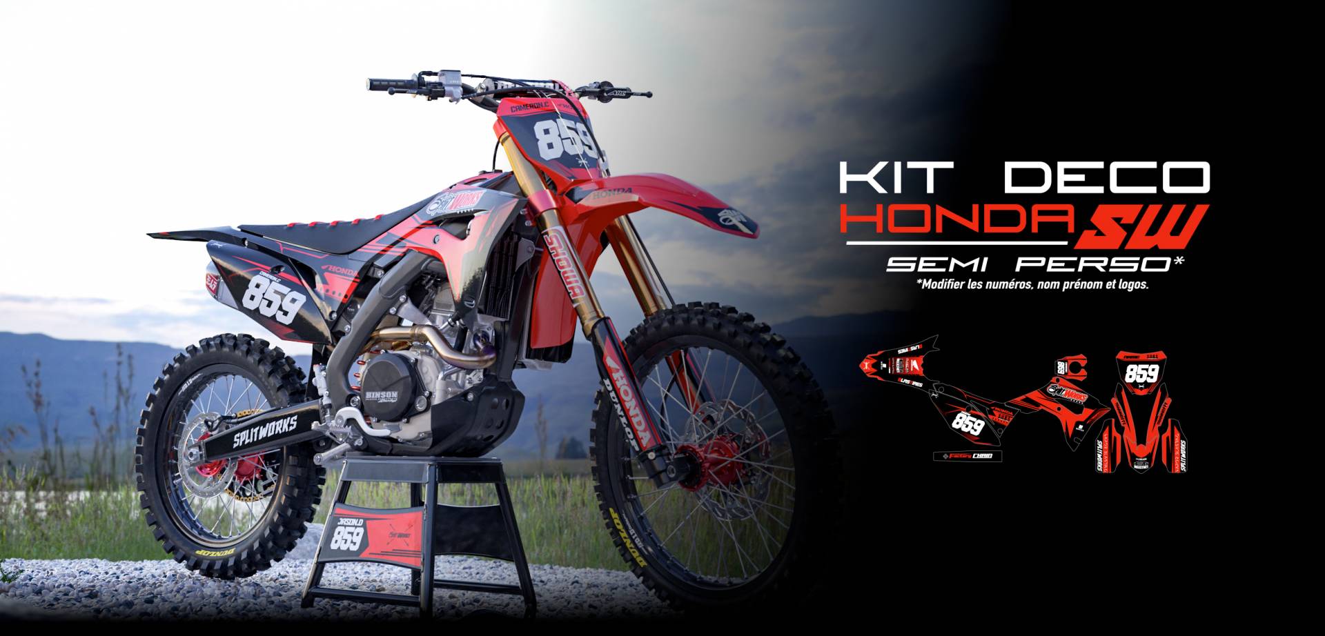 Kit déco motocross semi et 100% personnalisé 5 slide 1