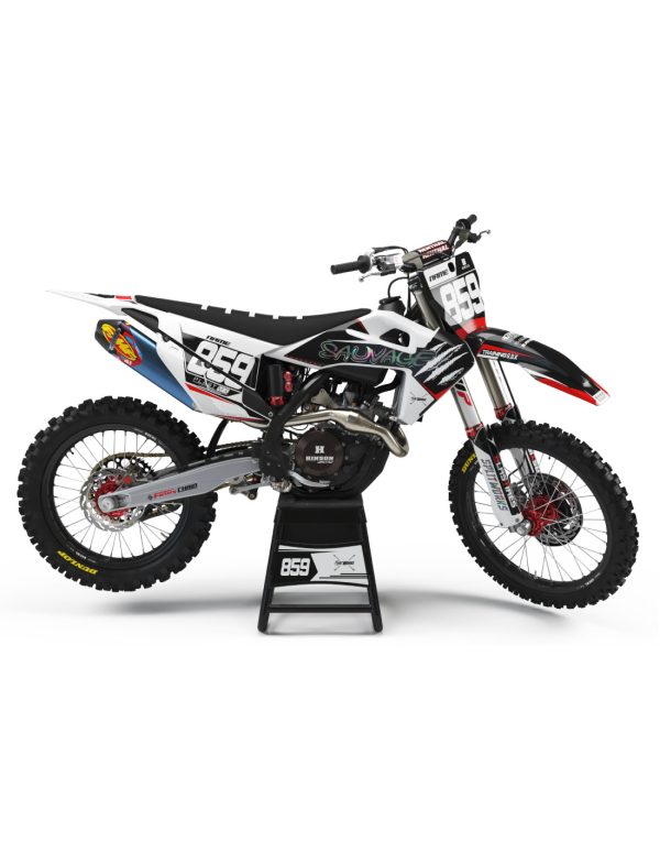 kit deco motocross semi personnalise pour tc fc fe husqvarna gris grey nardo savage hologramme fluo