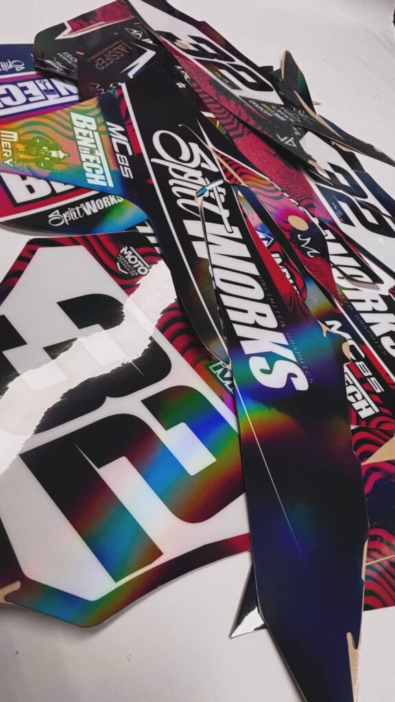 NOS OPTIONS 14 kit deco splitworks mx motocross pesonnalise cfs special holo chrome